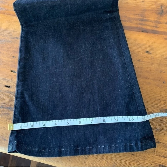 Paper Denim Waxy Resin Jeans Low Rise Flare Coated Dark Wash Jeans Sz 28 - Picture 8 of 12